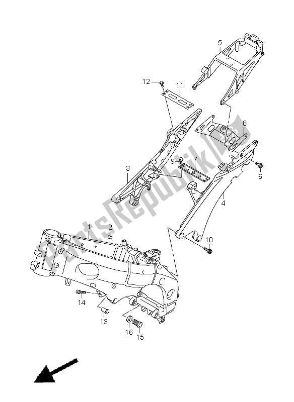 All parts for the Frame of the Suzuki GSX R 1000 2006