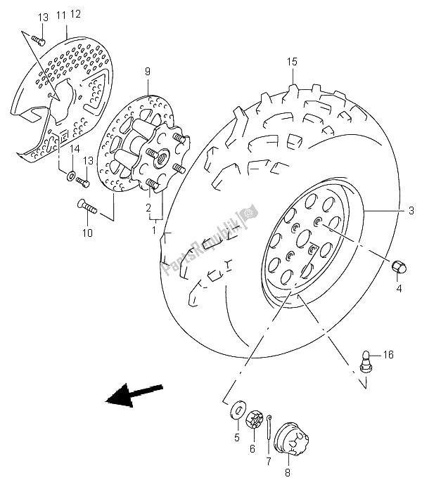 Todas las partes para Rueda Delantera de Suzuki LT A 500F Quadmaster 2000