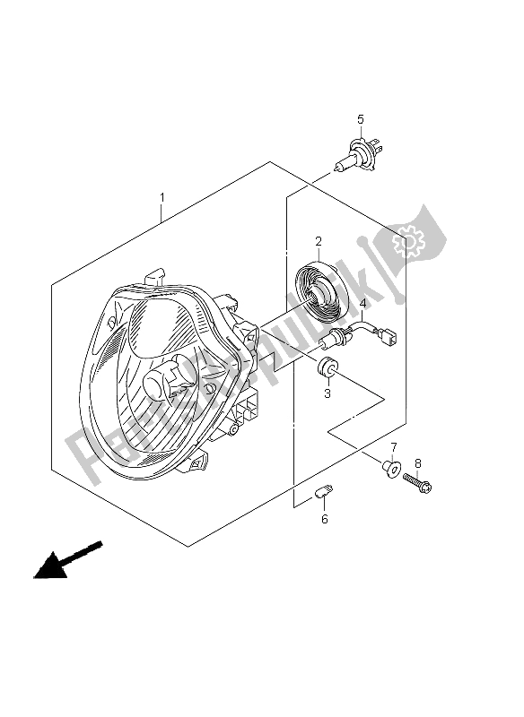 All parts for the Headlamp (gsf1250 E21) of the Suzuki GSF 1250A Bandit 2011