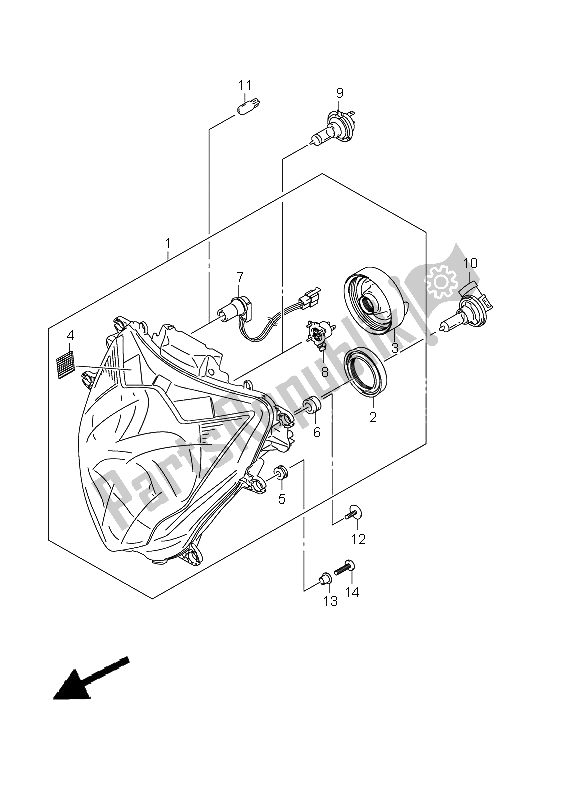 All parts for the Headlamp (gsx-r750 E21) of the Suzuki GSX R 750 2011