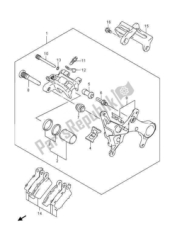 Tutte le parti per il Pinza Posteriore del Suzuki RM Z 450 2014