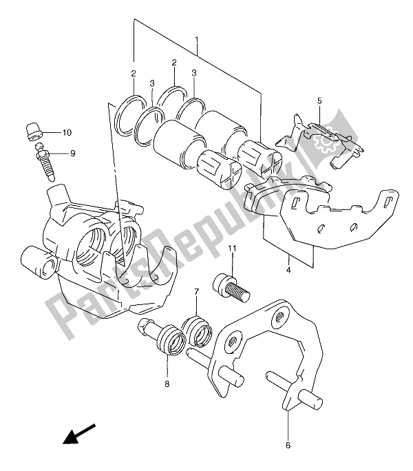 Todas as partes de Pinça Traseira do Suzuki RGV 250 1991