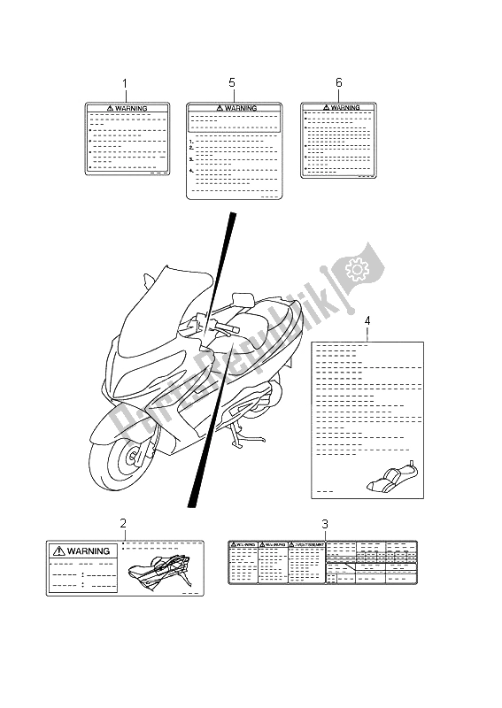 Todas las partes para Etiqueta (an400 E19) de Suzuki Burgman AN 400 AZA 2011