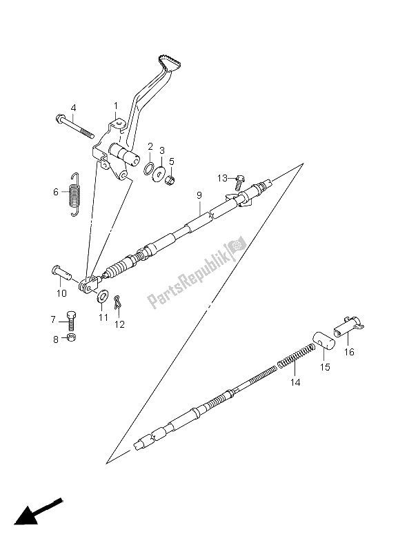 All parts for the Rear Brake of the Suzuki LT A 450 XZ Kingquad 4X4 2009