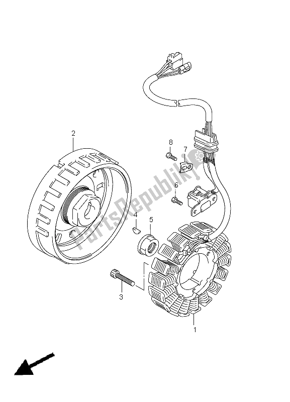 All parts for the Magneto of the Suzuki LT A 750 XPZ Kingquad AXI 4X4 2009