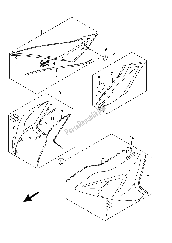 Toutes les pièces pour le Couvercle Du Réservoir De Carburant (gsx-r600 E21) du Suzuki GSX R 600 2012