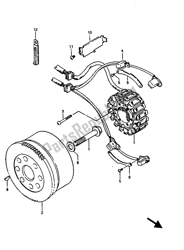 Alle onderdelen voor de Generator van de Suzuki GV 1400 Gdgcgt 1986