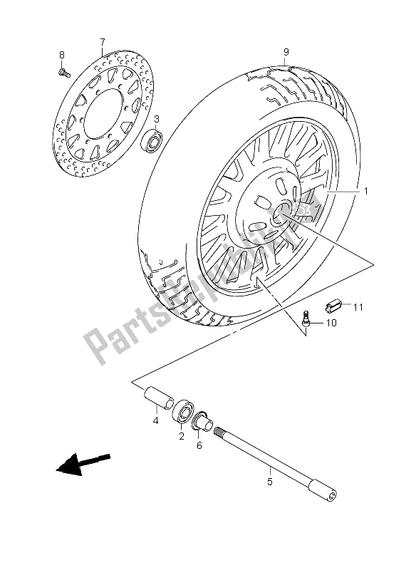 All parts for the Front Wheel (vl800c-cue) of the Suzuki C 800 VL 2009