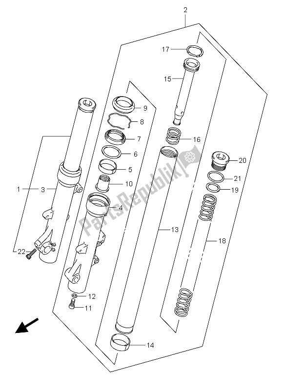 Toutes les pièces pour le Amortisseur De Fourche Avant du Suzuki AN 250 Burgman 2005