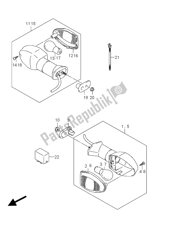 Toutes les pièces pour le Feu Clignotant du Suzuki GSR 750A 2012