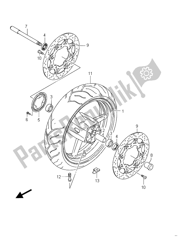 Todas as partes de Roda Dianteira (gsf650ua) do Suzuki GSF 650 Sasa Bandit 2011