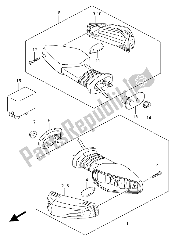 All parts for the Turn Signal Lamp of the Suzuki GSX R 600X 2005