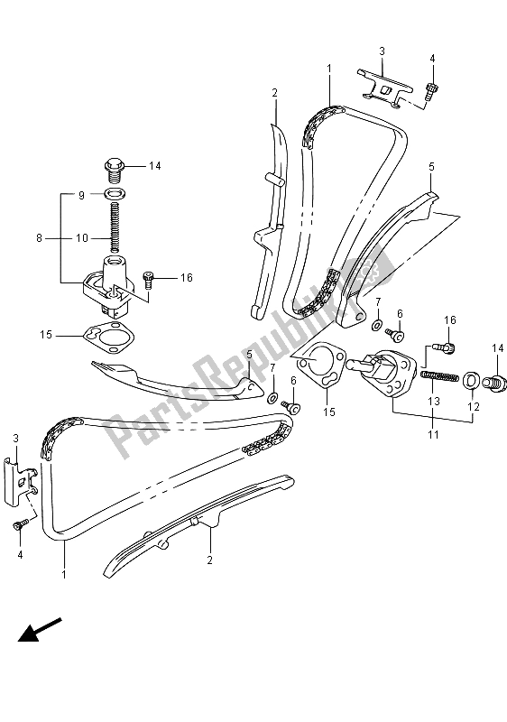 All parts for the Cam Chain of the Suzuki SV 650S 2015