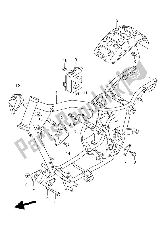 Todas as partes de Quadro, Armação do Suzuki VL 250 Intruder 2003