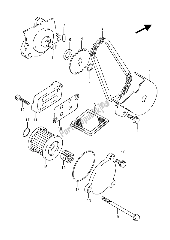 All parts for the Oil Pump of the Suzuki UH 200A Burgman 2015