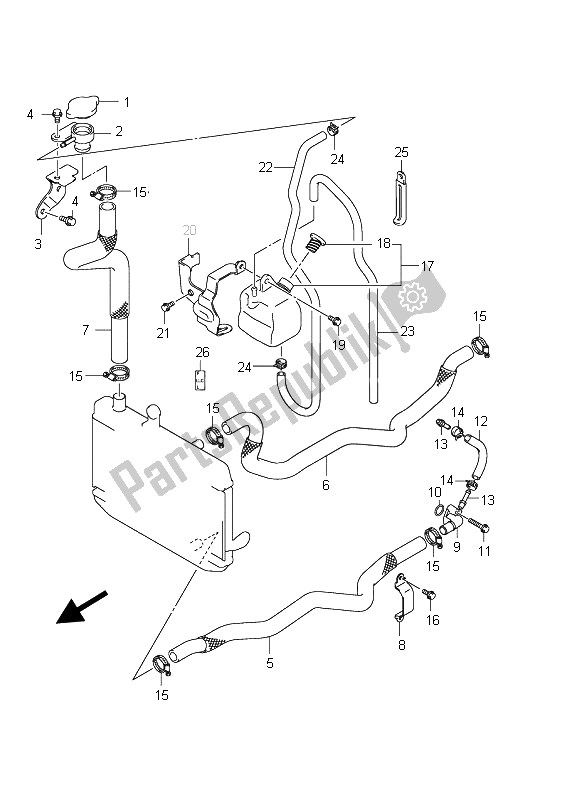 Todas las partes para Manguera Del Radiador de Suzuki Burgman AN 400 AZA 2011