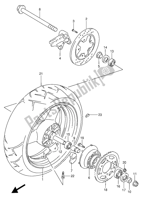 Tutte le parti per il Ruota Posteriore del Suzuki RF 900R 1994