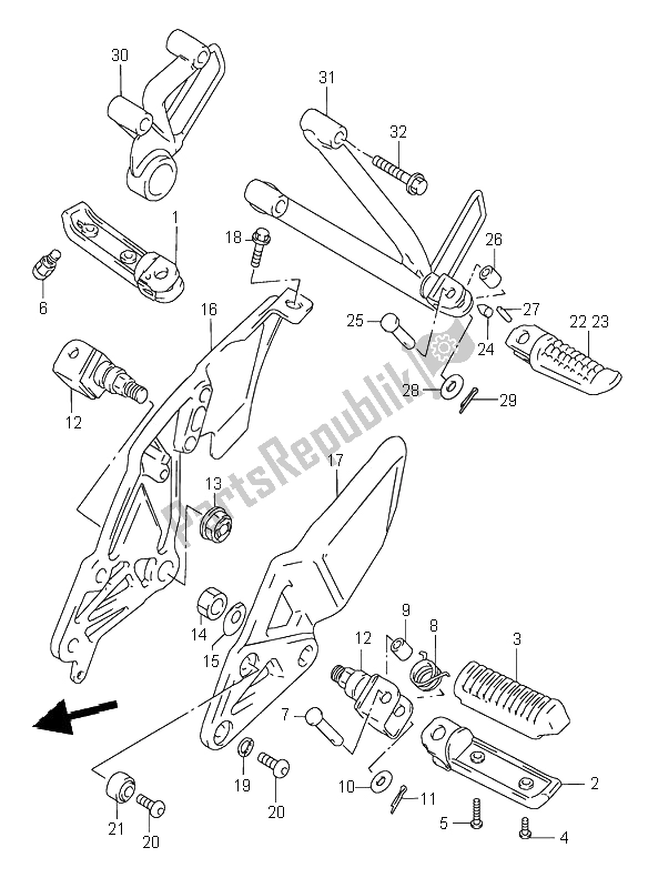 Tutte le parti per il Poggiapiedi del Suzuki RF 600R 1995