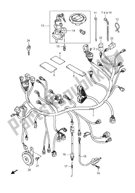 Tutte le parti per il Cablaggio (sfv650u) del Suzuki SFV 650A Gladius 2014