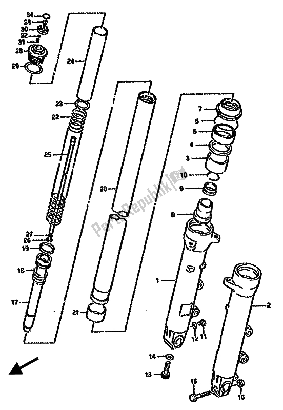 Todas as partes de Amortecedor Dianteiro do Suzuki GSX 750F 1994