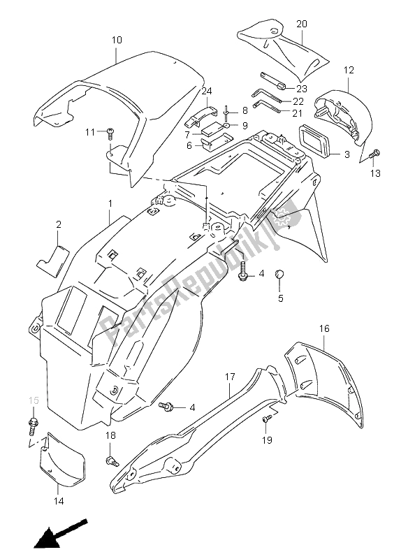 Toutes les pièces pour le Garde-boue Arrière du Suzuki XF 650 Freewind 2000