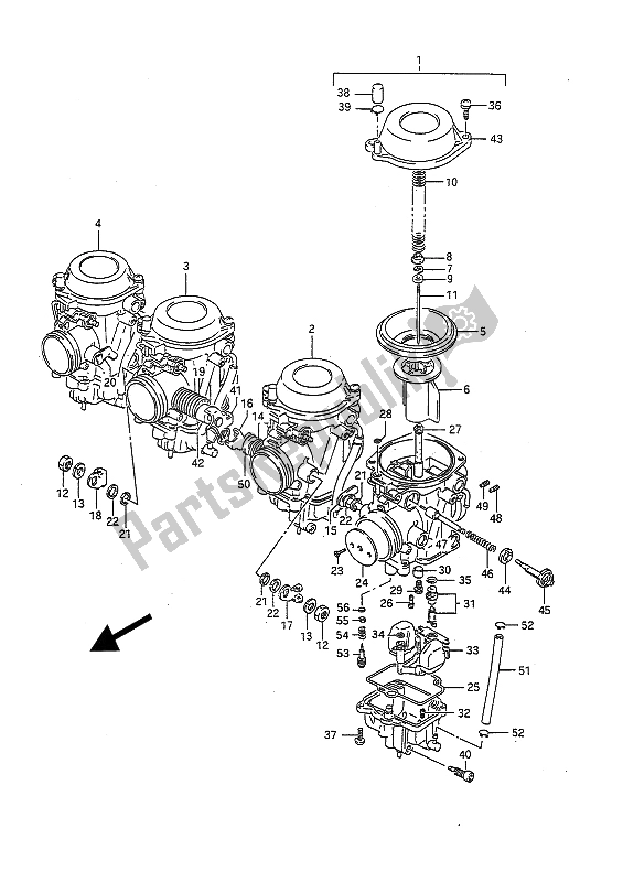 All parts for the Carburetor of the Suzuki GSX R 750 1991