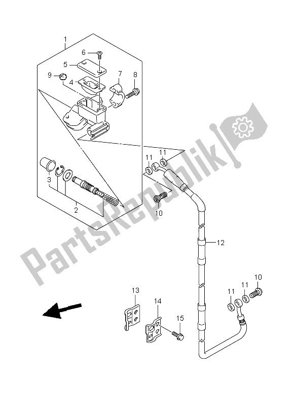 All parts for the Front Master Cylinder of the Suzuki RM 125 2007