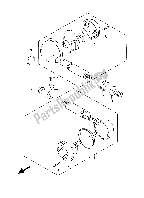 All parts for the Turn Signal Lamp of the Suzuki GZ 250 Marauder 2007