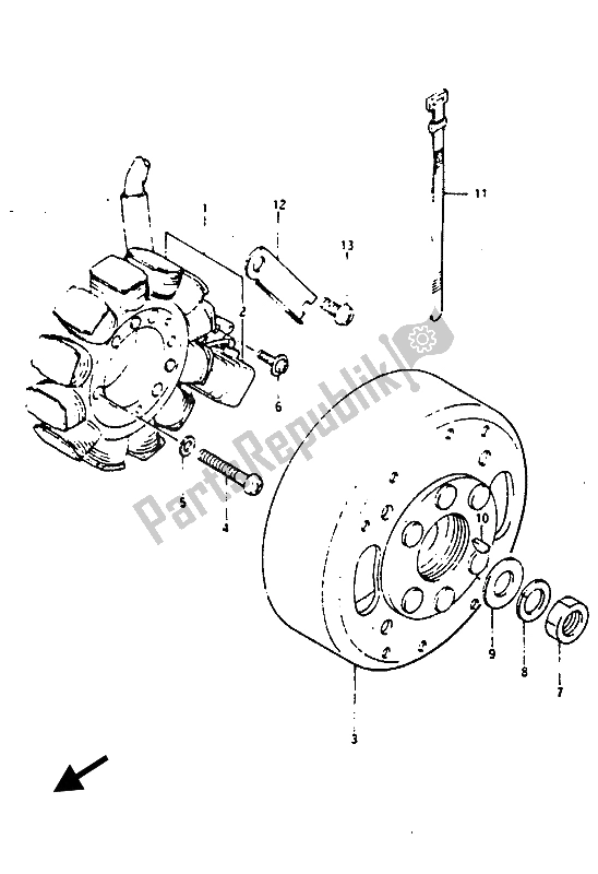 Todas as partes de Magneto do Suzuki RG 125 CUC Gamma 1987