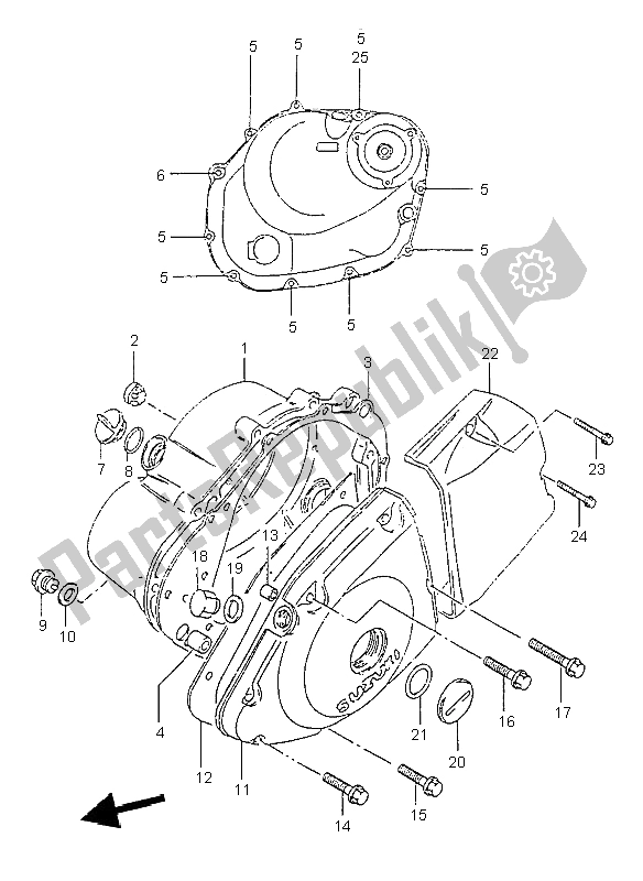 All parts for the Crankcase Cover of the Suzuki GZ 125 Marauder 2000