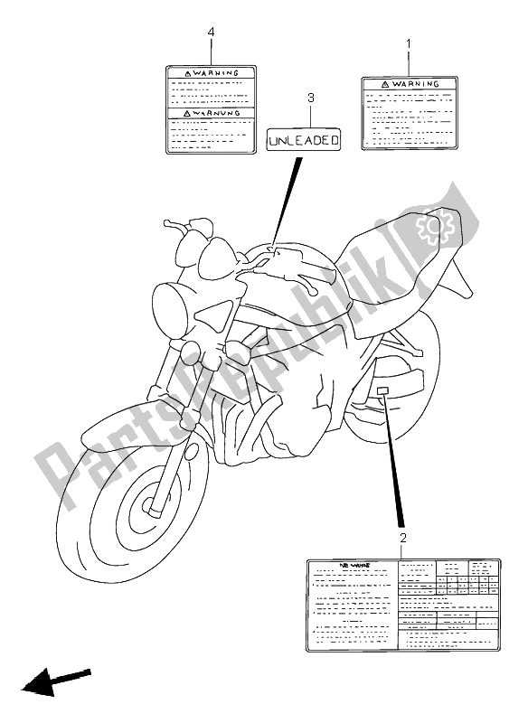 All parts for the Label of the Suzuki GSF 600N Bandit 1996