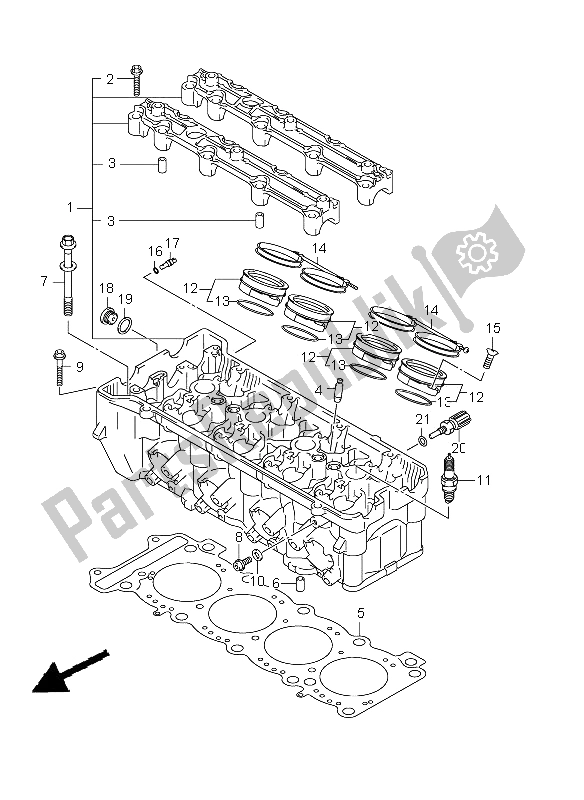 All parts for the Cylinder Head of the Suzuki GSX R 1000 2009
