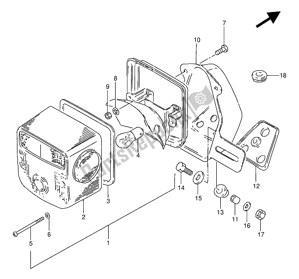 Toutes les pièces pour le Feu Arrière Combiné (e1-e2-e4-e24-e34-e53-p95) du Suzuki GN 250 1990
