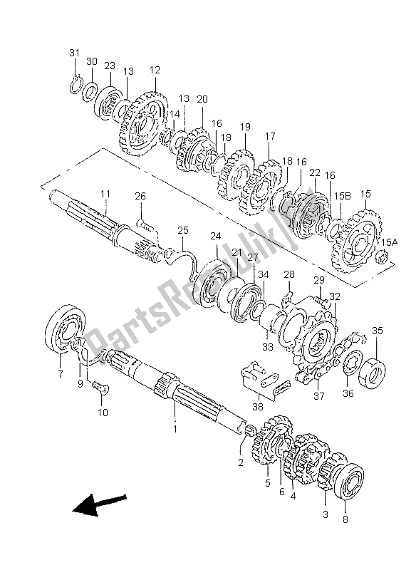 All parts for the Transmission of the Suzuki GZ 125 Marauder 1999