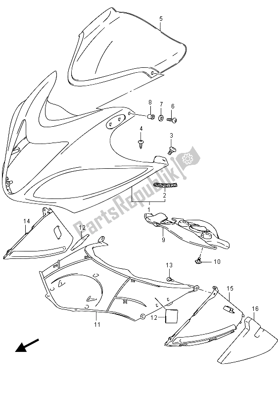 Toutes les pièces pour le Corps De Capotage (gsx1300ra E02) du Suzuki GSX 1300 RA Hayabusa 2015