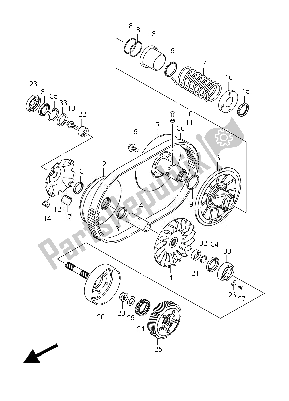 All parts for the Transmission (1) of the Suzuki LT A 750 XZ Kingquad AXI 4X4 2010