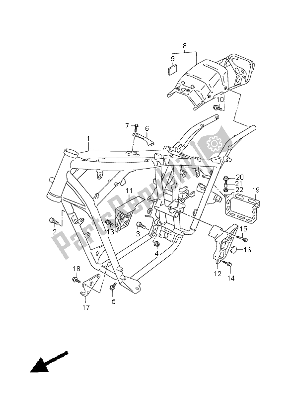 All parts for the Frame of the Suzuki VZ 800 Marauder 2002