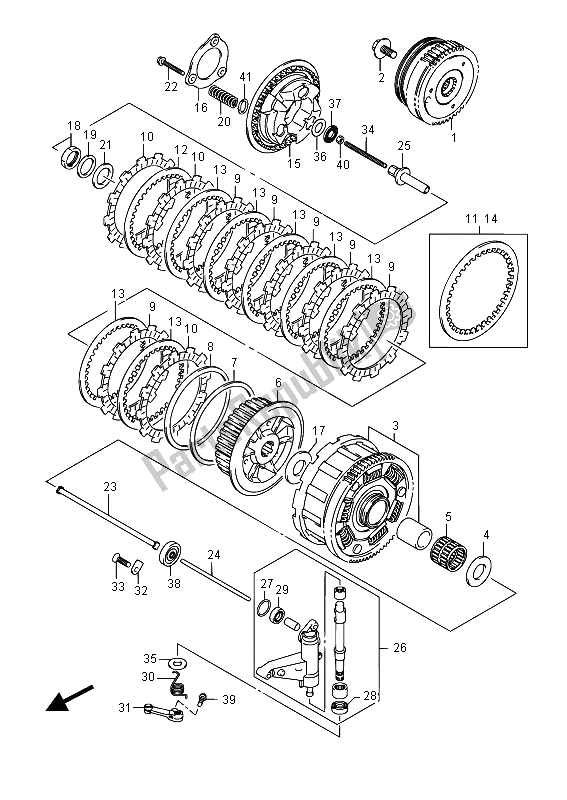 Alle onderdelen voor de Koppeling van de Suzuki VL 1500T Intruder 2015