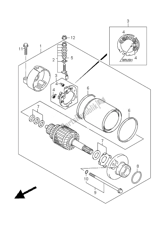 All parts for the Starting Motor of the Suzuki GSX R 600 2010