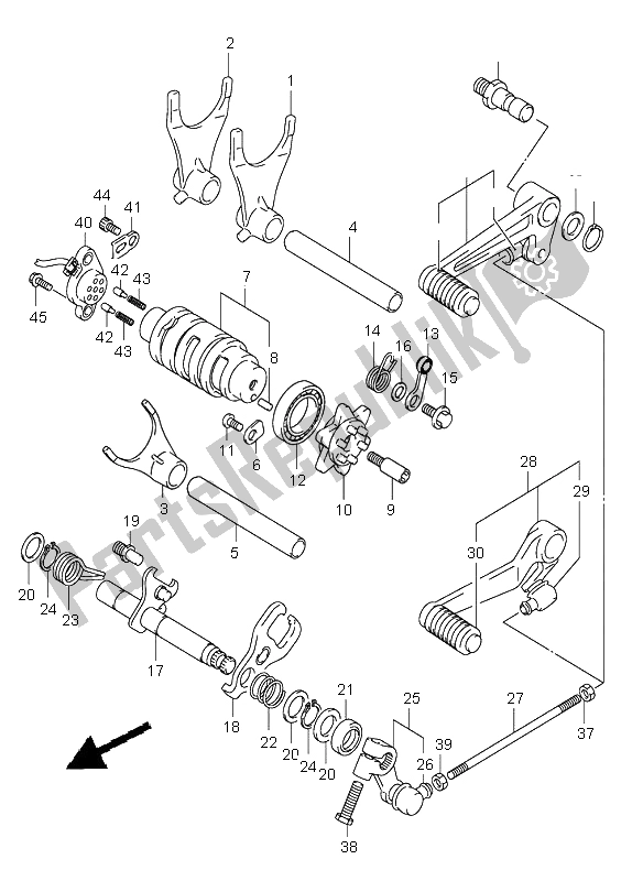 All parts for the Gear Shifting (sv1000s-s1-s2) of the Suzuki SV 1000 NS 2003