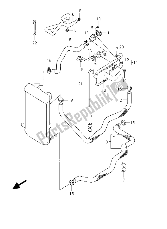 Todas las partes para Manguera Del Radiador de Suzuki Burgman AN 400S 2005