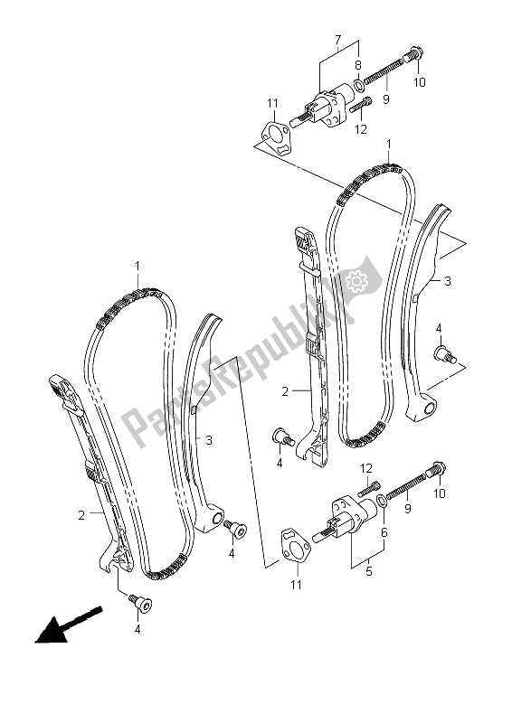 All parts for the Cam Chain of the Suzuki VZ 1500 Intruder 2009