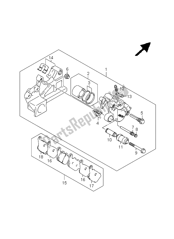 Tutte le parti per il Pinza Posteriore del Suzuki GSX 650F 2008