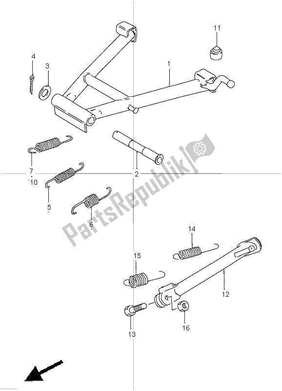 All parts for the Stand of the Suzuki GN 250E 1998