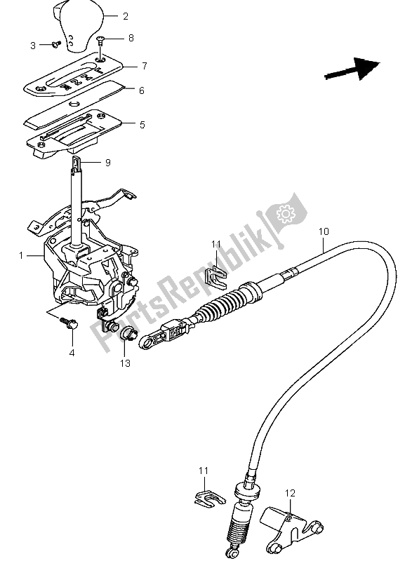 All parts for the Shift Lever of the Suzuki LT A 400 Eiger 4X2 2003
