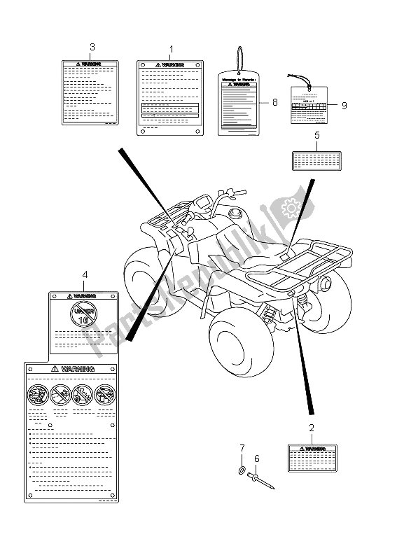 All parts for the Label (lt-a750xpz P33) of the Suzuki LT A 750 XPZ Kingquad AXI 4X4 2011