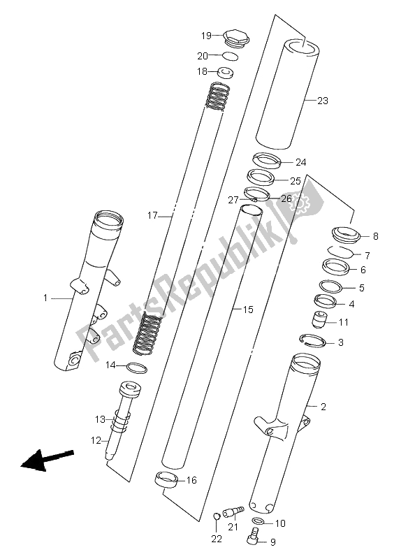 All parts for the Front Damper of the Suzuki VL 1500 Intruder LC 2000