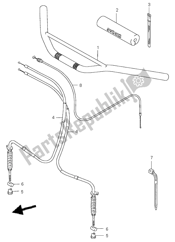 All parts for the Handlebar of the Suzuki LT 80 Quadsport 2004