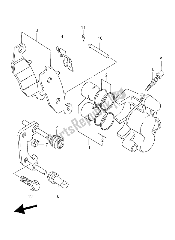 All parts for the Front Caliper of the Suzuki GSX 750F 1999