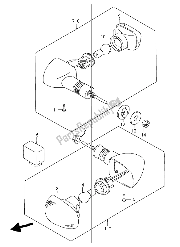 All parts for the Turn Signal Lamp of the Suzuki GSX 1200 Inazuma 2000